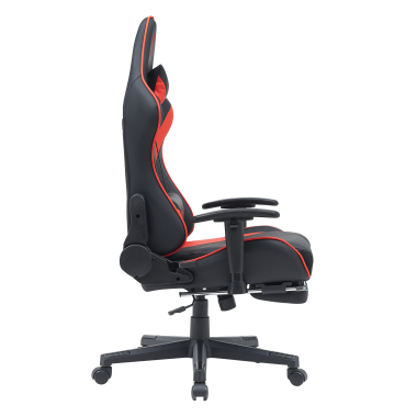 gaming chair red epic synthetic leather movable armrests lumbar and cervical cushion headrest extendable footrest 7