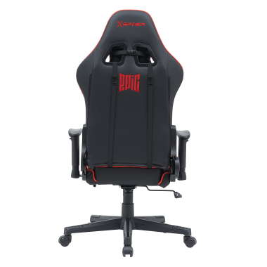 gaming chair red epic synthetic leather movable armrests lumbar and cervical cushion headrest extendable footrest 6