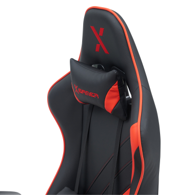 gaming chair red epic synthetic leather movable armrests lumbar and cervical cushion headrest extendable footrest 5