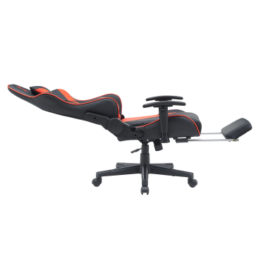 gaming chair red epic synthetic leather movable armrests lumbar and cervical cushion headrest extendable footrest 4
