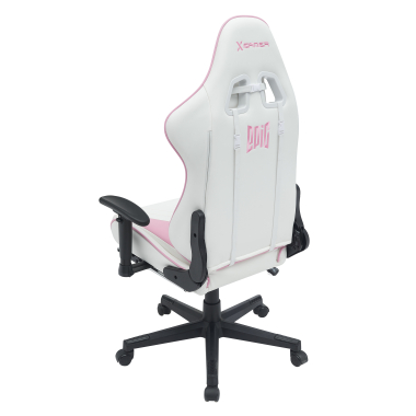 gaming chair white pink epic synthetic leather movable armrests lumbar and cervical cushion headrest extendable footrest 9