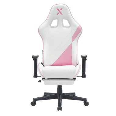 gaming chair white pink epic synthetic leather movable armrests lumbar and cervical cushion headrest extendable footrest 10