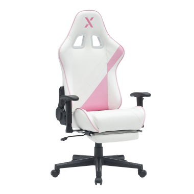 gaming chair white pink epic synthetic leather movable armrests lumbar and cervical cushion headrest extendable footrest 11