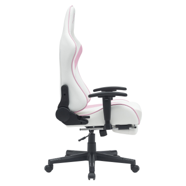 gaming chair white pink epic synthetic leather movable armrests lumbar and cervical cushion headrest extendable footrest 12