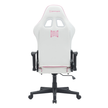 gaming chair white pink epic synthetic leather movable armrests lumbar and cervical cushion headrest extendable footrest 13