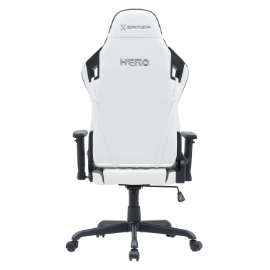 gaming chair white grey hero synthetic leather movable armrests lumbar and cervical cushion headrest 6