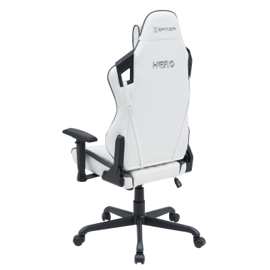 gaming chair white grey hero synthetic leather movable armrests lumbar and cervical cushion headrest 9