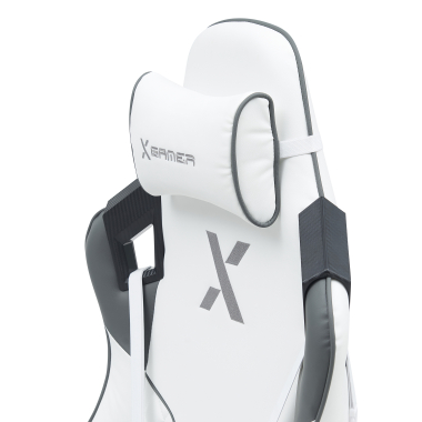 gaming chair white grey hero synthetic leather movable armrests lumbar and cervical cushion headrest 4
