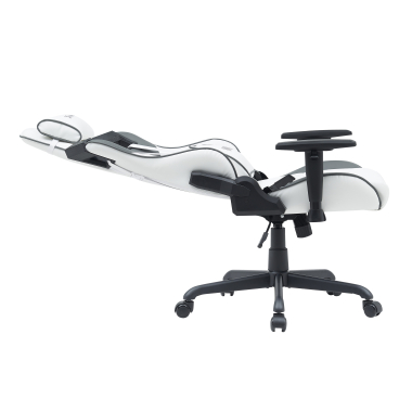 gaming chair white grey hero synthetic leather movable armrests lumbar and cervical cushion headrest 5