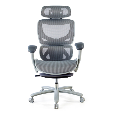ergonomic chair white grey white frame mesh 3d adjustable armrests headrest extendable footrest 3