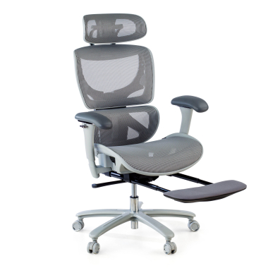 ergonomic chair white grey white frame mesh 3d adjustable armrests headrest extendable footrest 6