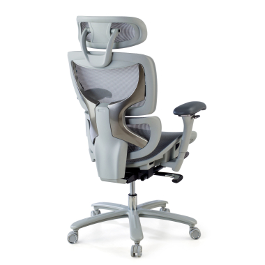 ergonomic chair white grey white frame mesh 3d adjustable armrests headrest extendable footrest 7