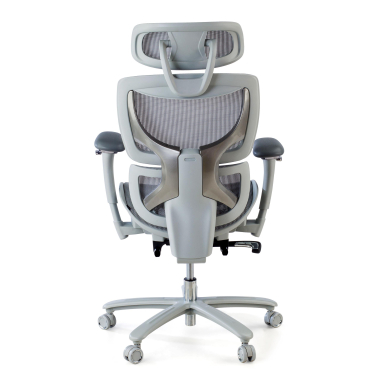 ergonomic chair white grey white frame mesh 3d adjustable armrests headrest extendable footrest 4
