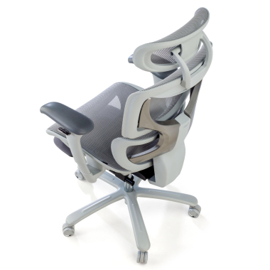 ergonomic chair white grey white frame mesh 3d adjustable armrests headrest extendable footrest 8