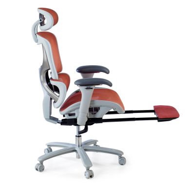 ergonomic chair white red white frame mesh 3d adjustable armrests headrest extendable footrest 5