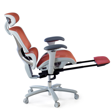 ergonomic chair white red white frame mesh 3d adjustable armrests headrest extendable footrest 6