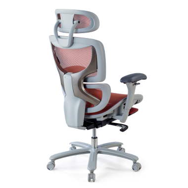 ergonomic chair white red white frame mesh 3d adjustable armrests headrest extendable footrest 8