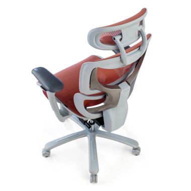 ergonomic chair white red white frame mesh 3d adjustable armrests headrest extendable footrest 9