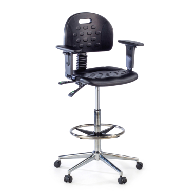 work and laboratory stool black stool with arms plastic no armrests 1
