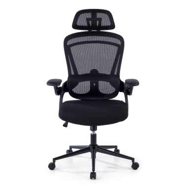 ergonomic chair black optima mesh flip up armrests double lumbar support headrest 3