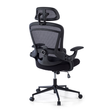 ergonomic chair black optima mesh flip up armrests double lumbar support headrest 7