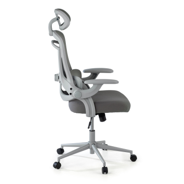 ergonomic chair white grey optima mesh flip up armrests double lumbar support headrest 4