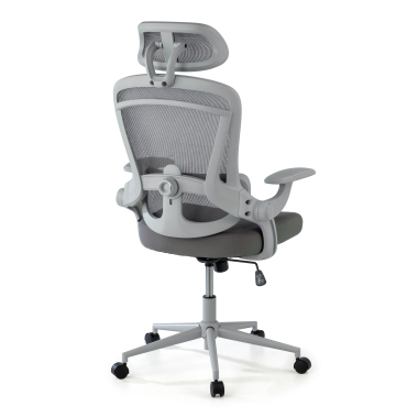 ergonomic chair white grey optima mesh flip up armrests double lumbar support headrest 7