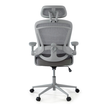 ergonomic chair white grey optima mesh flip up armrests double lumbar support headrest 8