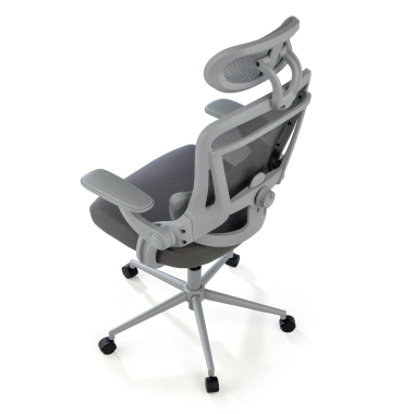 ergonomic chair white grey optima mesh flip up armrests double lumbar support headrest 9