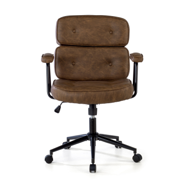 office chair brown royale synthetic leather fixed armrests 3