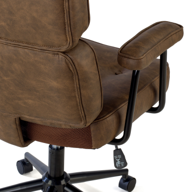 office chair brown royale synthetic leather fixed armrests 6