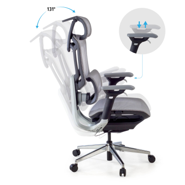 ergonomic chair gray valkyr mesh 4d adjustable armrests double lumbar support headrest 4