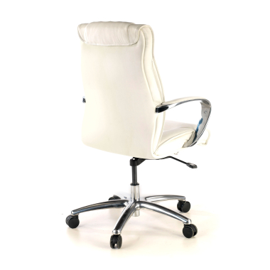 office chair white low back natural leather natural skin upholstered armrests 5