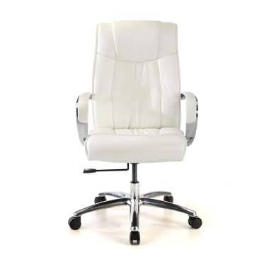 office chair white low back natural leather natural skin upholstered armrests 3
